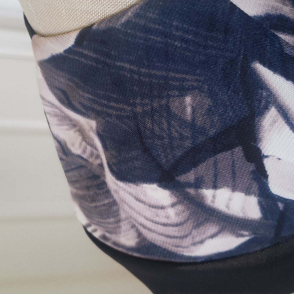 ROBERT RODRIGUEZ Abstract Watercolor Silky Blouse | Sheer Cap Sleeves | MEDIUM - Picture 7 of 15